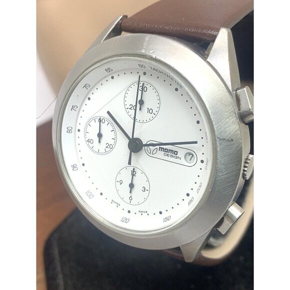 Momo Design Men's Watch Swiss Automatic Chronograph White Dial Leather B… - Picture 12 of 13